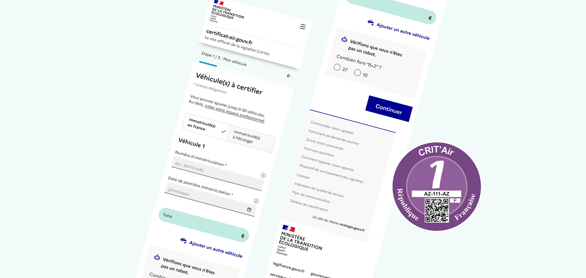 Portail de commande de la vignette — Ministère de la Transition Écologique