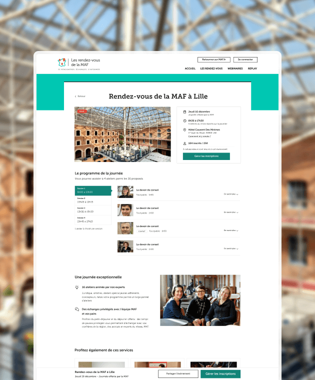 Site des rendez-vous de la MAF — eventpage rdvmaf