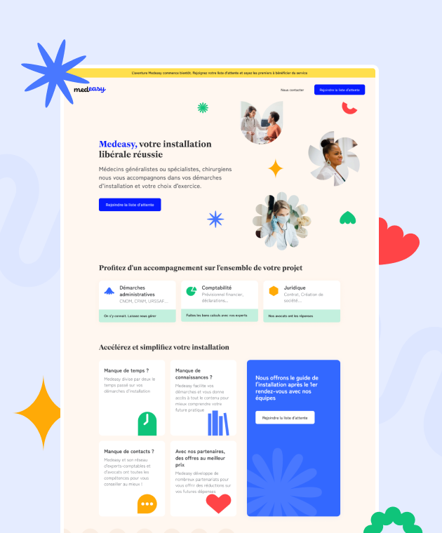 Application SaaS pour médecins généralistes — homepage medeasy