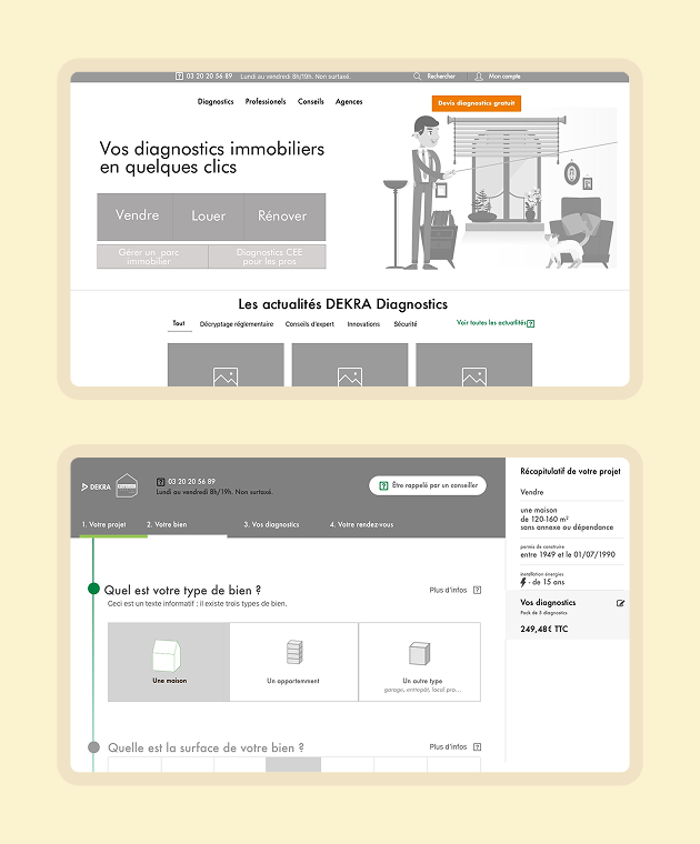 Diagnostics immobiliers — wireframes dekra